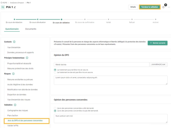 Analyses dimpact - Avis du DPD et des personnes concernées