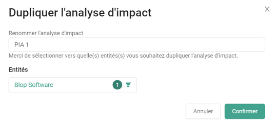 Analyses dimpact - Dupliquer lanalyse dimpact