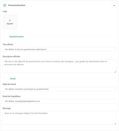 Questionnaires - Personnaliser une campagne