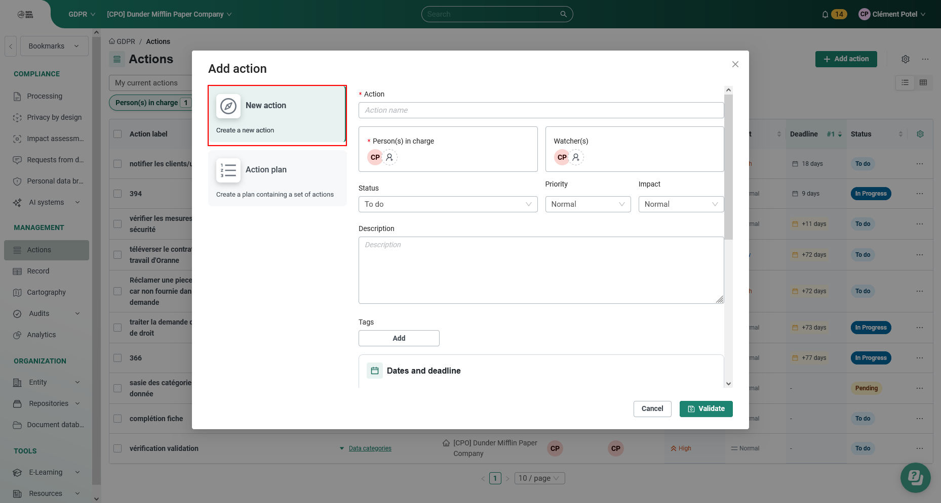 Action Step Add Entry Screen How to Create an Action?